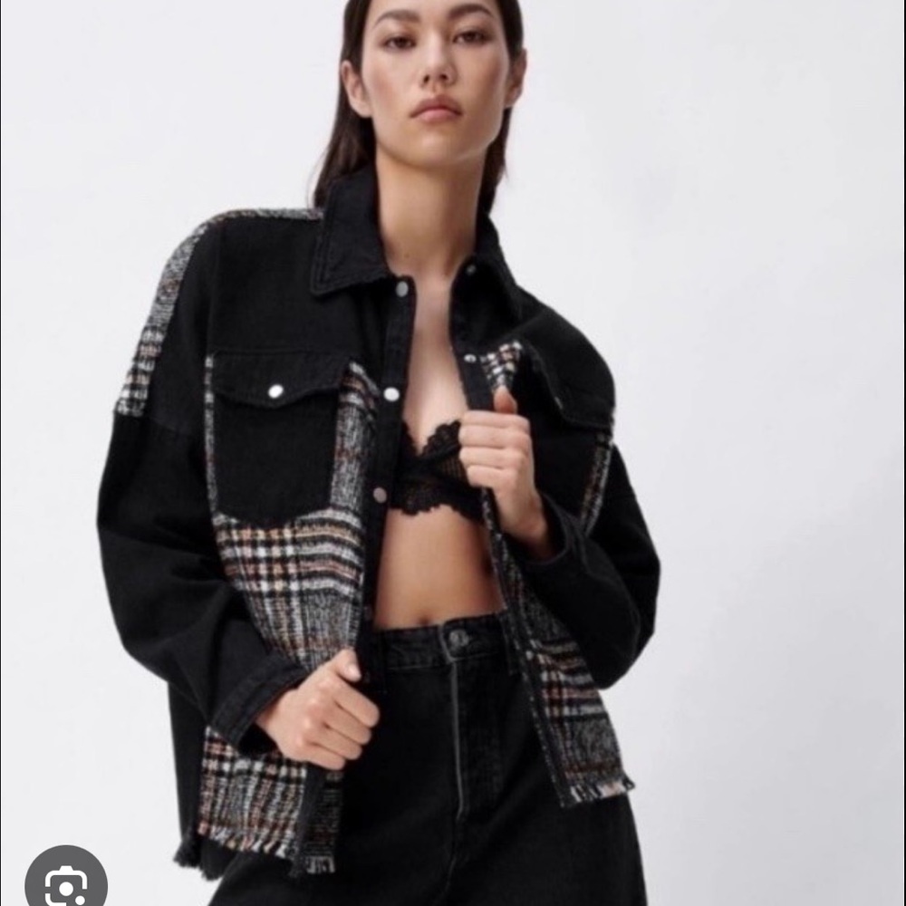 Zara Black and Plaid Shacket